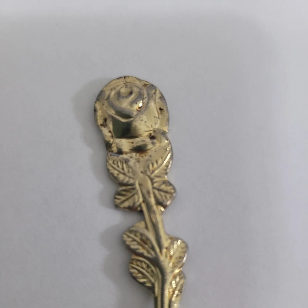 Vintage Rose Top Gold Tone Spoon Japan